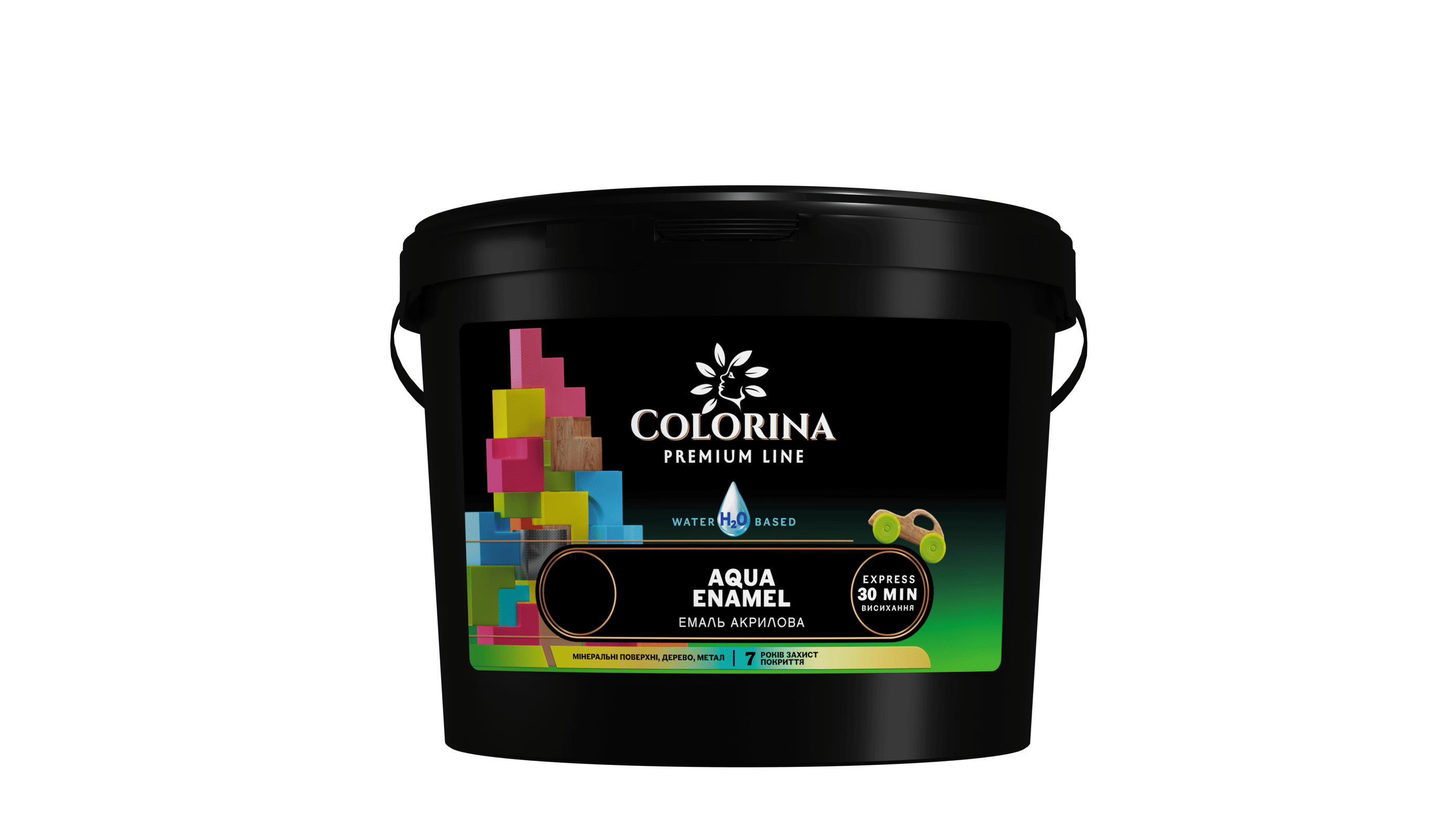Емаль акрилова AQUA ENAMEL ТМ "COLORINA", 2,0 л, графіт